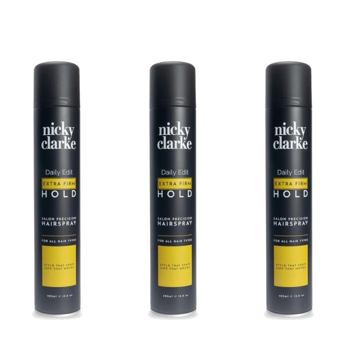 Nicky Clarke Daily Edit Extra Firm Hold Hairspray 400ml - Pack of 3