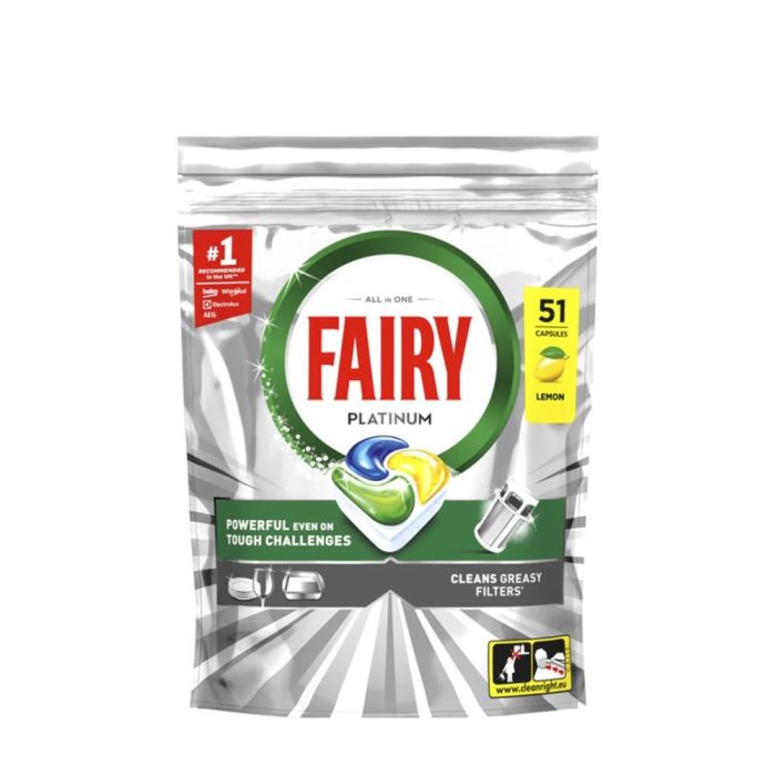 Fairy Platinum All-in-One Lemon Dishwasher Capsules 51 Count