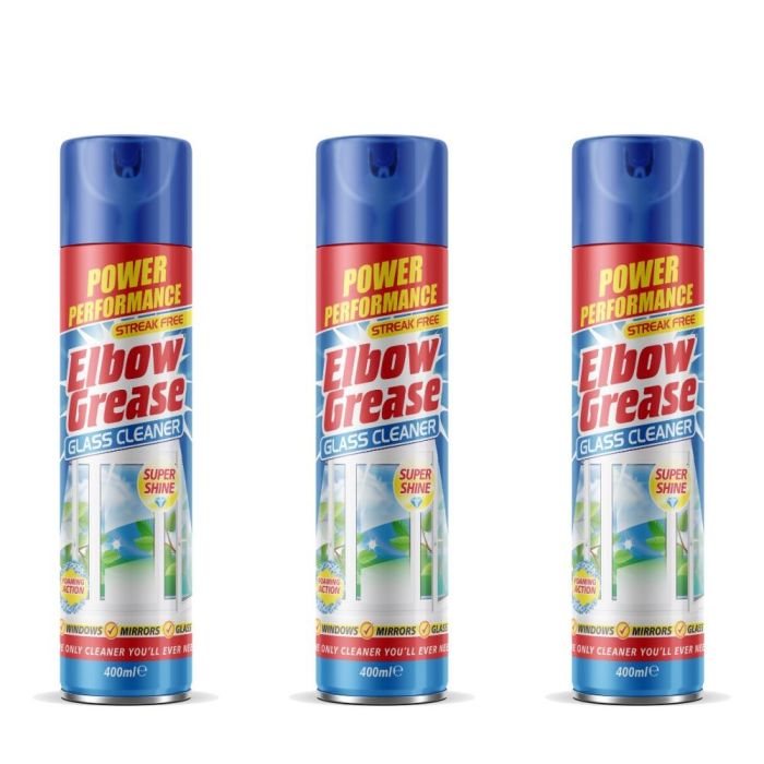 Elbow Grease Glass Cleaner Aerosol 400ml - Pack of 3
