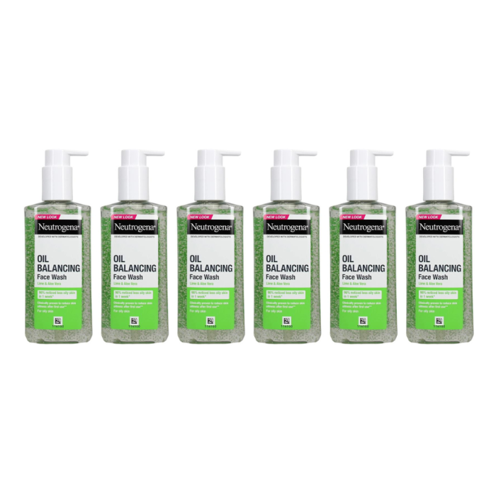 Neutrogena Oil Balancing Lime & Aloe Vera Face Wash 200ml - Pack of 6