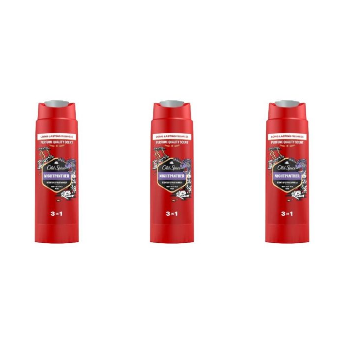 Old Spice Night Panther 3-in-1 Shower Gel 400ml - Pack of 3