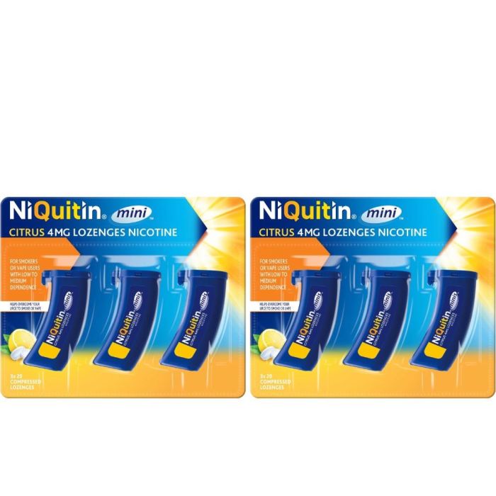 NiQuitin Minis Citrus Nicotine Lozenges 4mg 60 Lozenges - Pack of 2