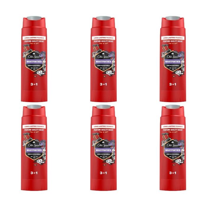 Old Spice Night Panther 3-in-1 Shower Gel 400ml - Pack of 6