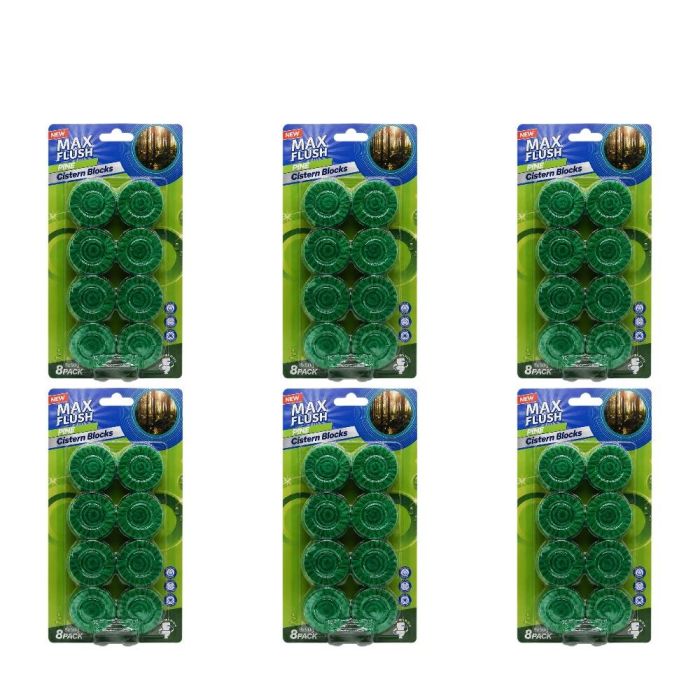 Max Flush Pine Cistern Toilet Blocks 8 x 50g - Pack of 6