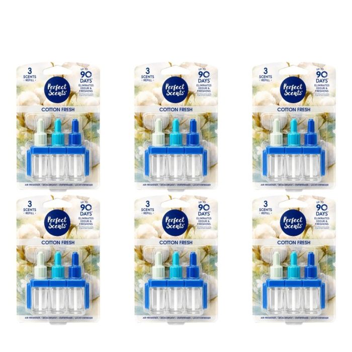 Perfect Scents Cotton Fresh Air Freshener 3 Refill 20ml Per Pack - Pack of 6
