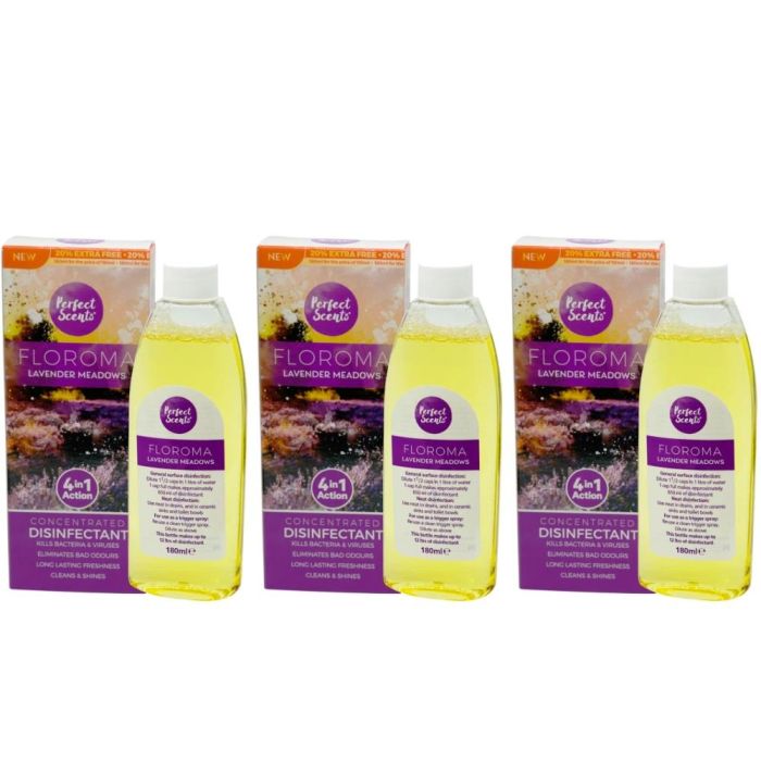 Perfect Scents Floroma Lavender Meadows Concentrated Disinfectant 180ml - Pack of 3