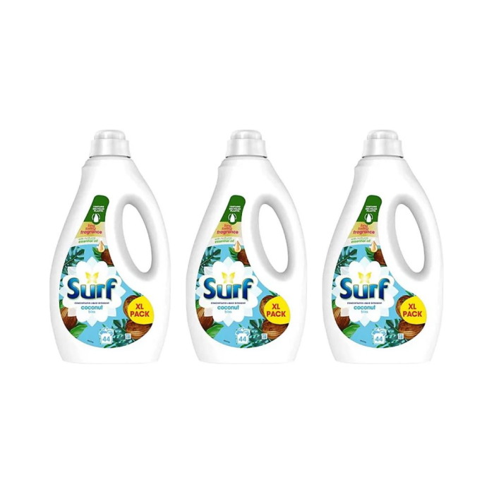 Surf Coconut Bliss Concentrated Liquid Laundry Detergent 44 Washes - Pack of 3