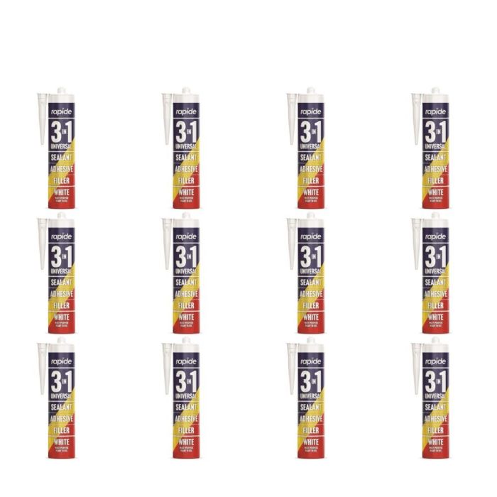 Rapide 3-in-1 Universal White Sealant Adhesive Filler 260ml - Pack of 12