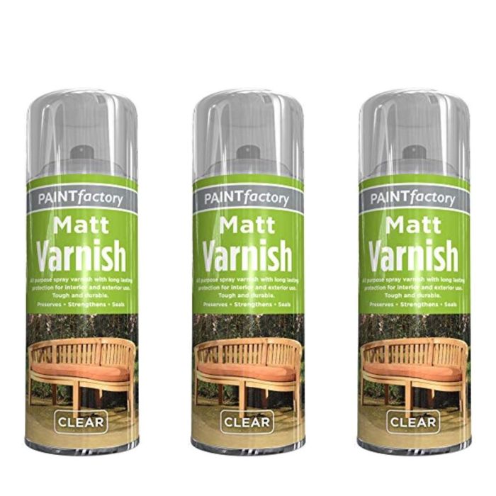 Paint Factory Clear Matt Varnish Spray 400ml - Pack of 3