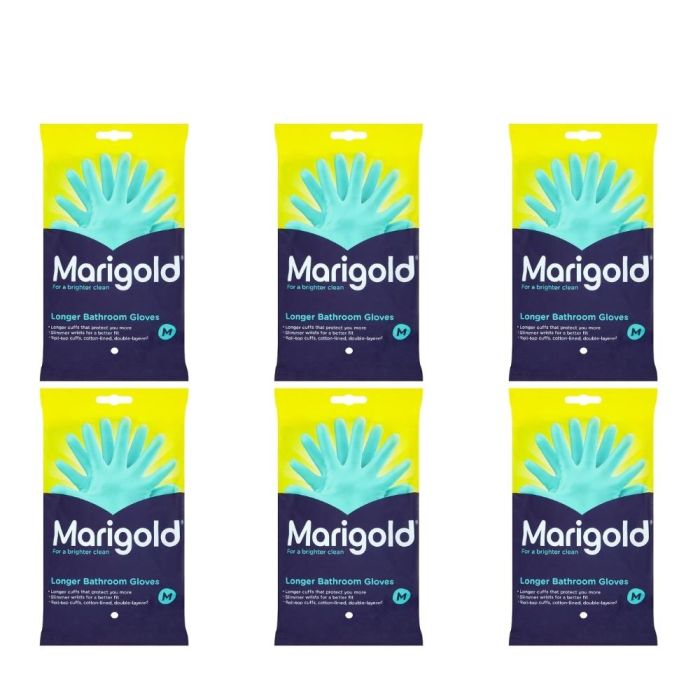 Marigold Stronger Bathroom Cleaning Gloves Medium 1 Pair - Pack of 6