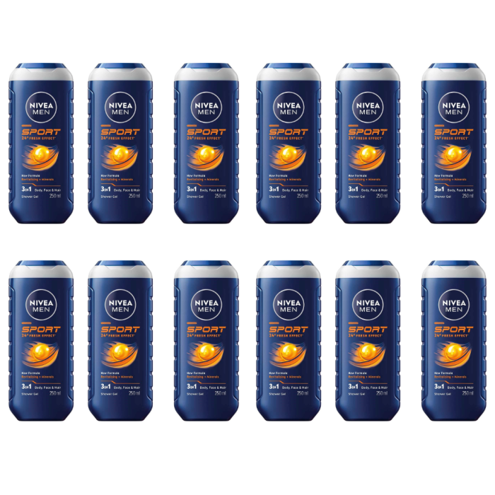 NIVEA Men Sport Shower Gel 250ml - Pack of 12