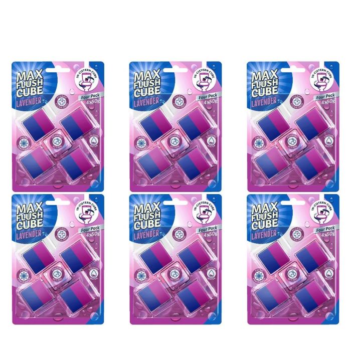 Max Flush Cube Lavender Toilet Cleaner 4 x 50g - Pack of 6