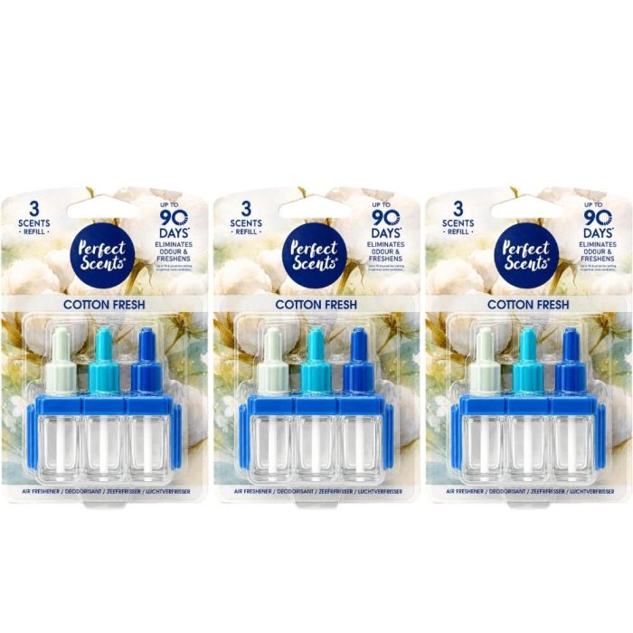Perfect Scents Cotton Fresh Air Freshener 3 Refill 20ml Per Pack - Pack of 3
