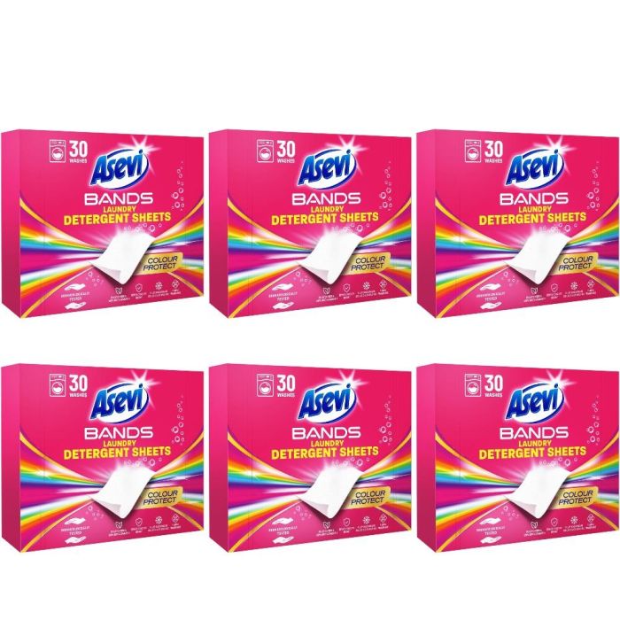 Asevi Bands Colour Protect Laundry Detergent Sheets 30 Count - Pack of 6