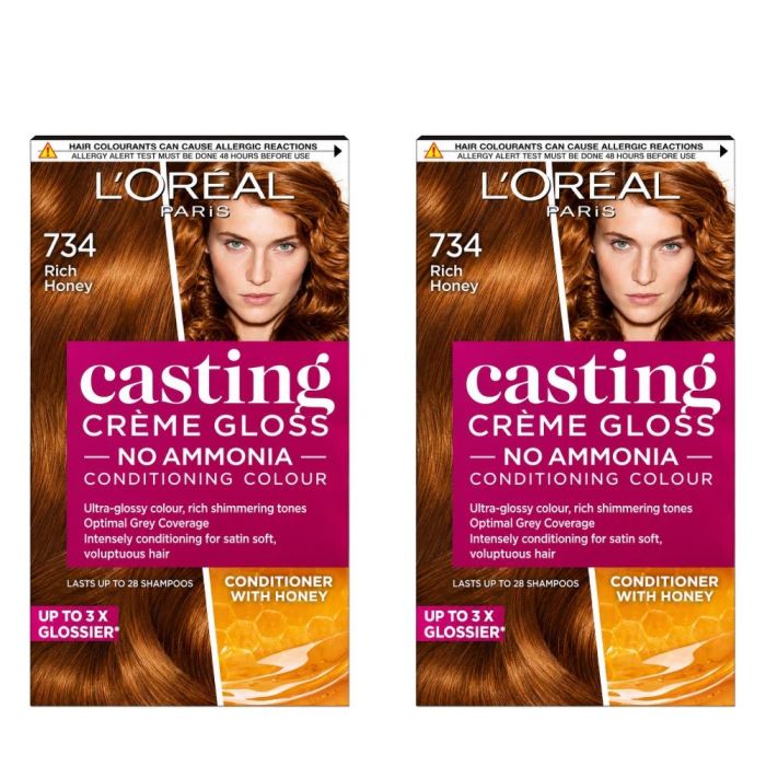 Loreal Casting Creme Gloss 734 Rich Honey Hair Colour   - Pack of 2