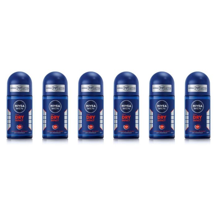 NIVEA MEN Dry Impact Anti-perspirant Roll-on 50 ML - Pack of 6