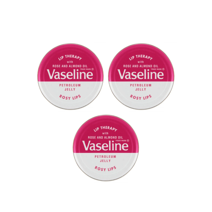 Vaseline Lip Therapy Rosy Lips with Rose and Almond Oils 20g - Pack of 3