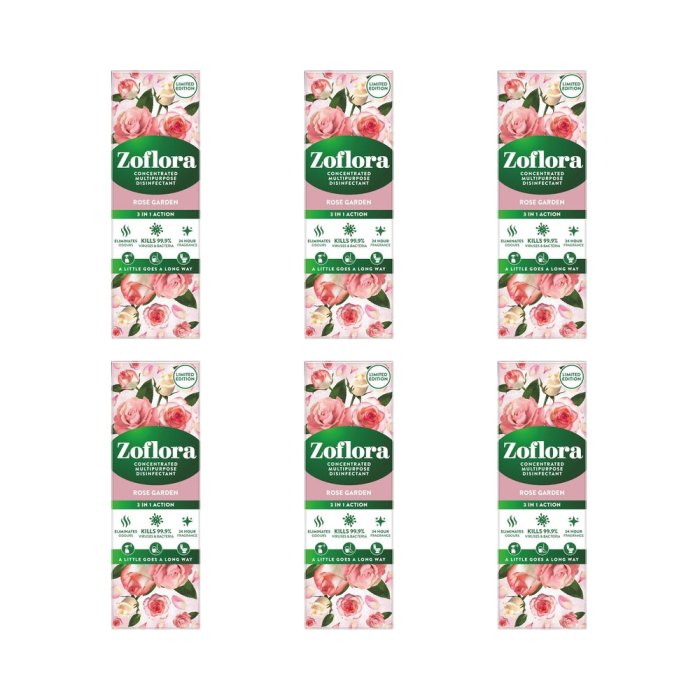Zoflora Rose Garden Concentrated Multipurpose Disinfectant 250 ML - Pack of 6