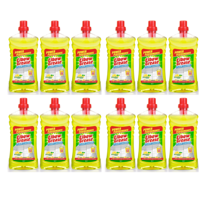 Elbow Grease Concentrated Floor Cleaner Lemon Fresh for Tiles 1L - Pack of 12