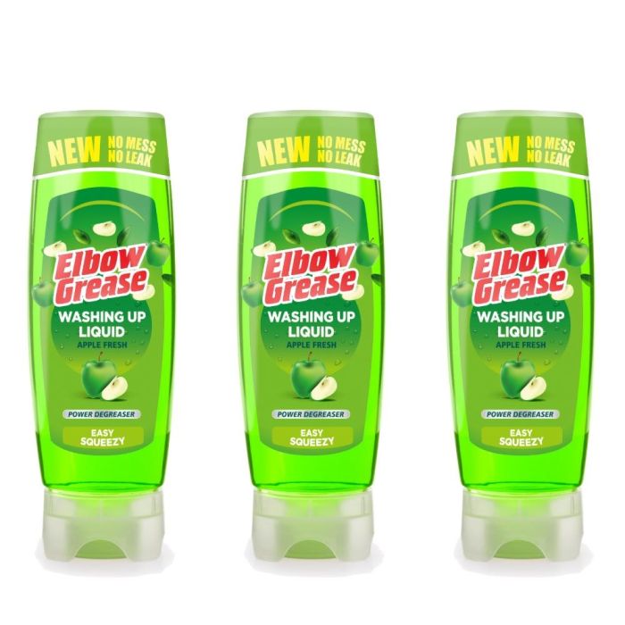 Elbow Grease Stand Up Easy Squeezy Apple Fresh Washing Up Liquid 450ml - Pack of 3