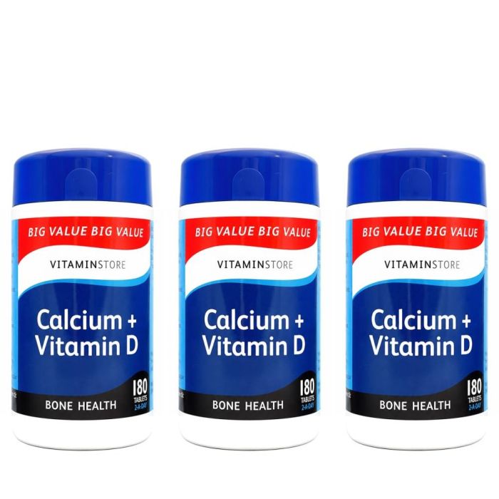 Vitamin Store Calcium + Vitamin D Bone Health Supplement 180 Tablets - Pack of 3