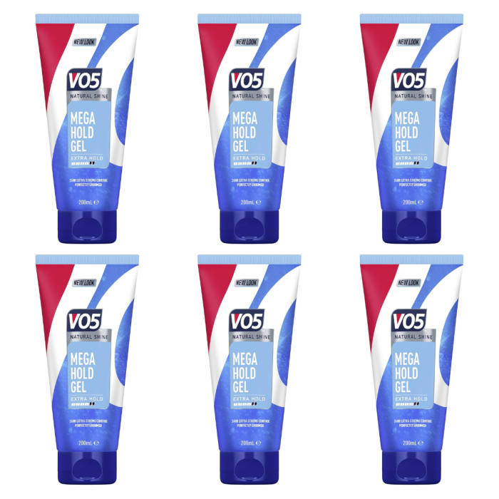 VO5 Mega Hold 24h Control Hair Styling Gel 200ml - Pack of 6