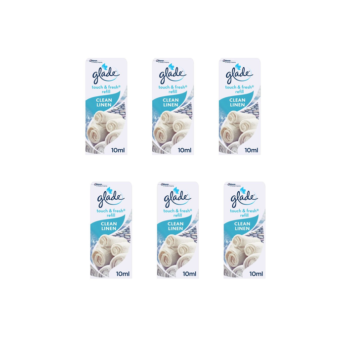 Glade Touch & Fresh Refill Clean Linen Air Freshener 10ml - Pack of 6