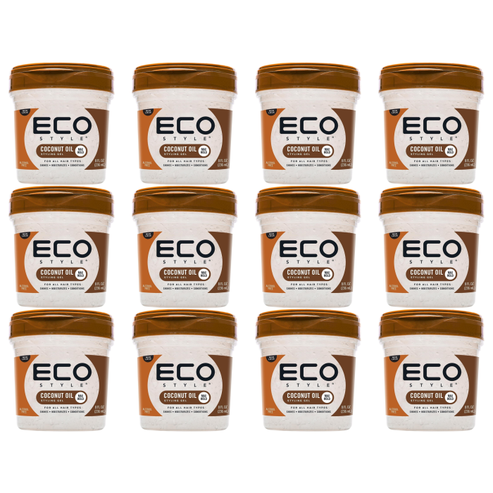Eco Style Hair Gel Coconut Oil Max Hold 236ml - Pack of 12