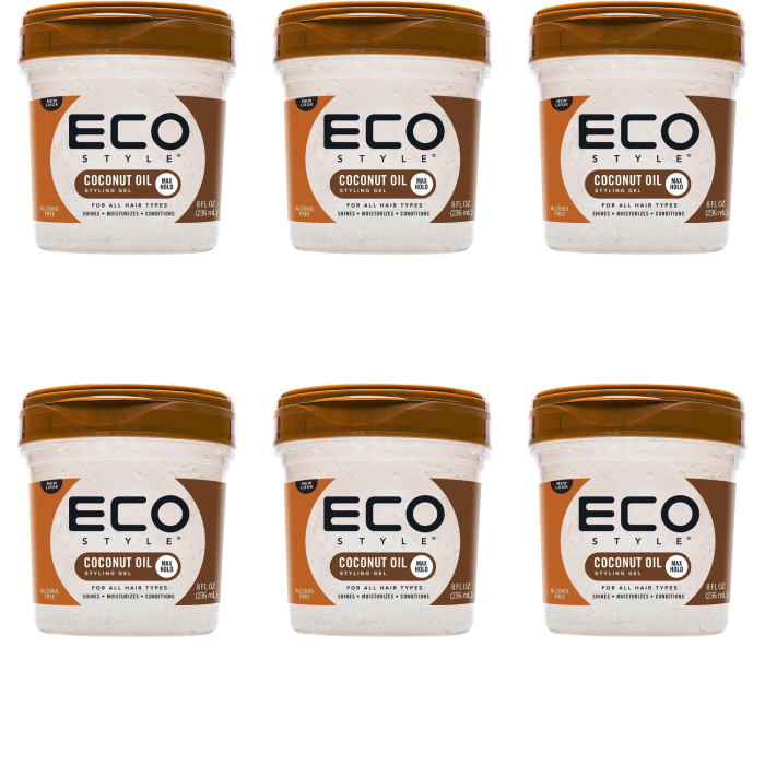Eco Style Hair Gel Coconut Oil Max Hold 236ml - Pack of 6