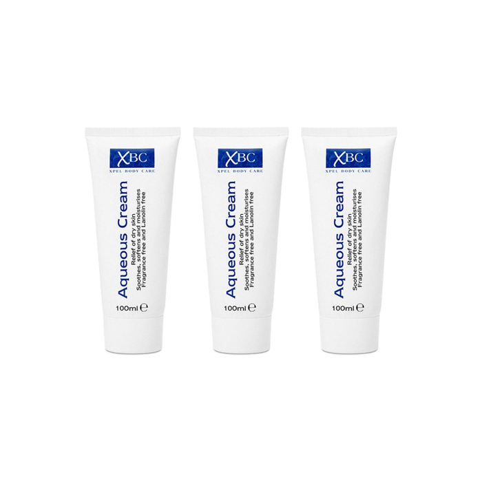 XBC Aqueous Dry Skin Body Cream Tube 100ml - Pack of 3