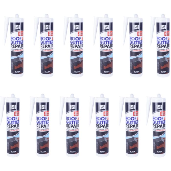 151 Black Roof & Gutter Waterproof Sealant for Repairs 400ML - Pack of 12