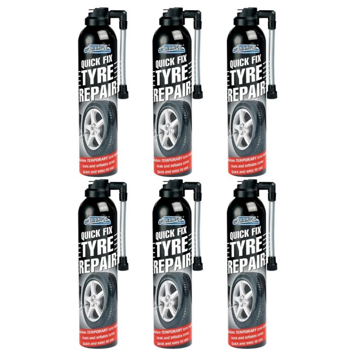 Car-Pride Quick Fix Tyre Repair Spray 300ml - Pack of 6