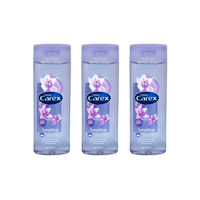 Cussons Carex Sensitive Bath Soak Liquid 500ml - Pack of 3