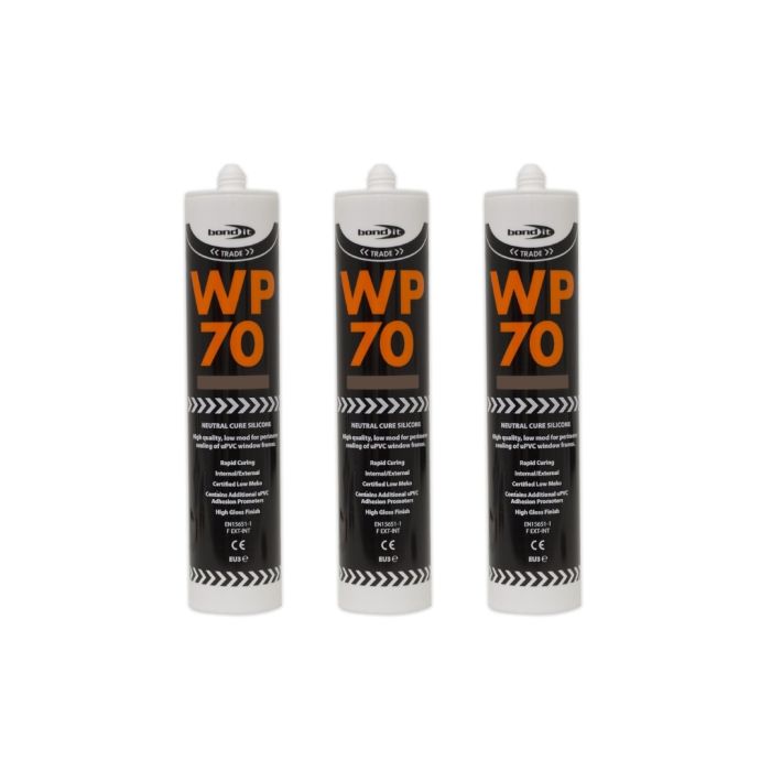 Bond It WP70 Brown Low Modulus Neutral Cure Silicone Sealant Durable Sealing 300ml - Pack of 3