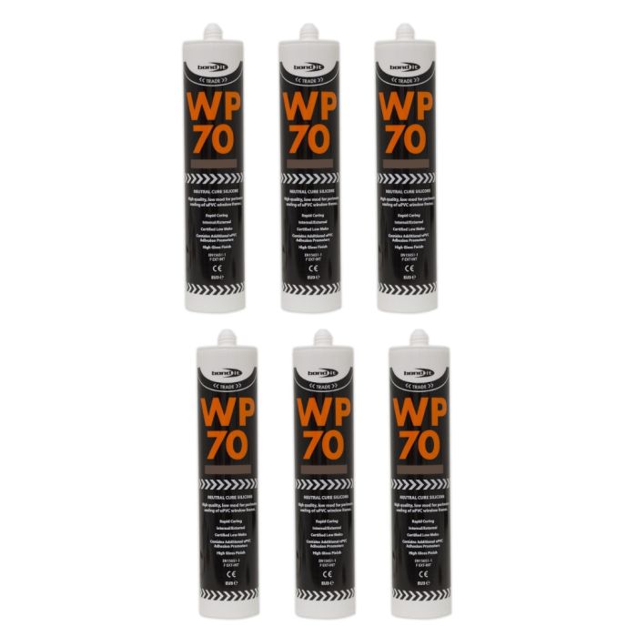 Bond It WP70 Brown Low Modulus Neutral Cure Silicone Sealant Durable Sealing 300ml - Pack of 6