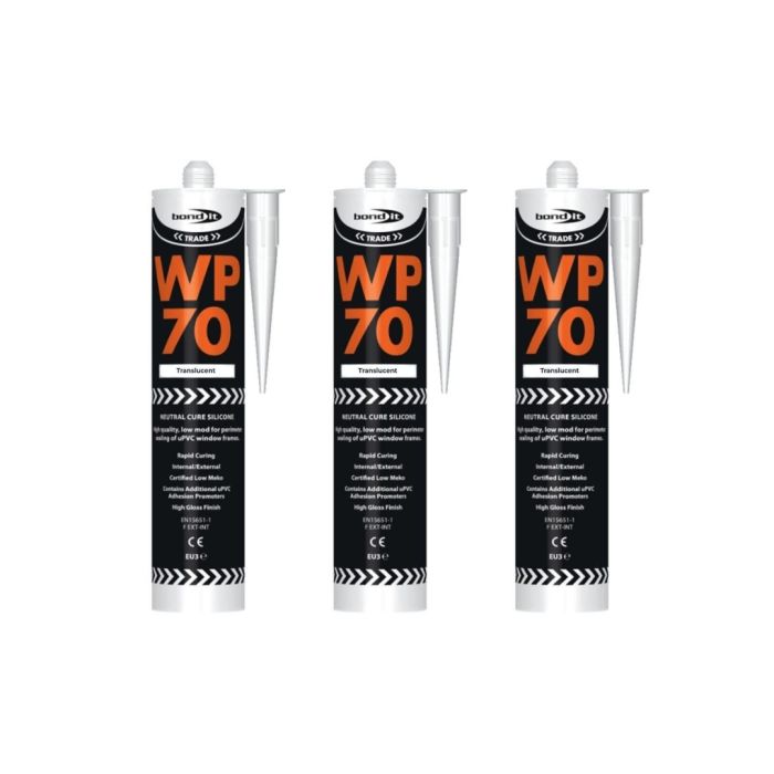 Bond It WP70 Translucent Neutral Cure Silicone Sealant 300ml - Pack of 3