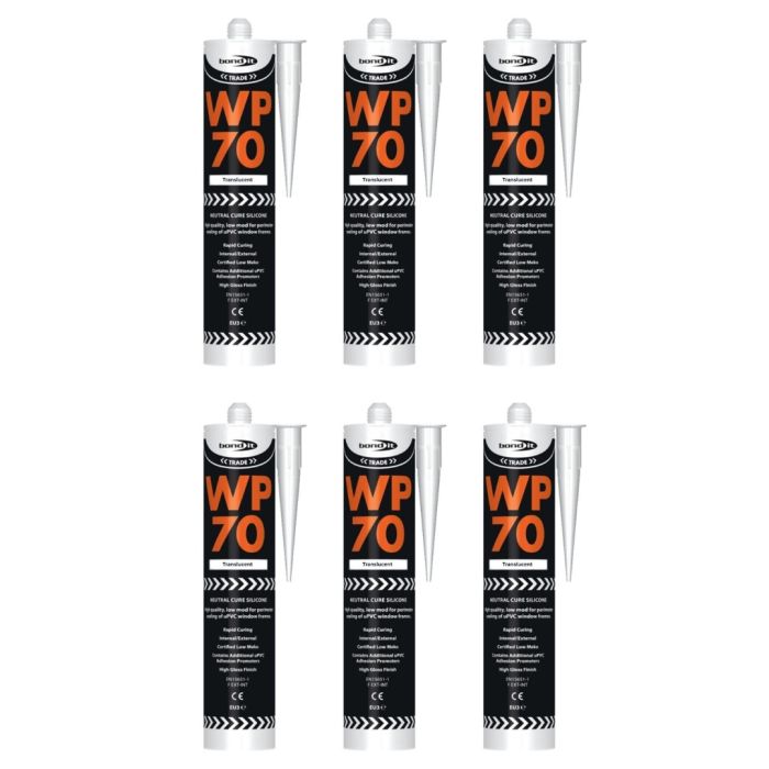 Bond It WP70 Translucent Neutral Cure Silicone Sealant 300ml - Pack of 6