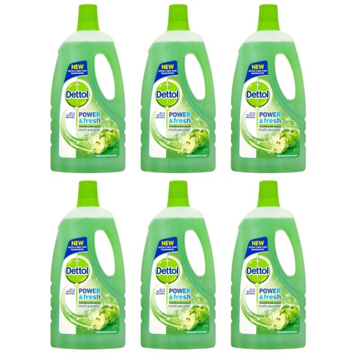 Dettol Power & Fresh Multi Purpose Cleaner Green Apple 1L - Pack of 6