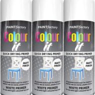 Colour It Quick Drying Primer Spray Paint White 400ml - Pack of 3