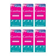 Carefree Cotton Pantyliners Unscented 20 Pack - Pack of 6