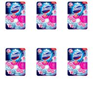 Domestos Power 5 Toilet Rim Block Pink Magnolia 55g - Pack of 6