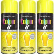 Paint Factory Colour It Primer Sunshine Yellow Gloss Finish 400ml - Pack of 3