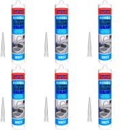 Rapide All-Purpose Flexible Silicone Sealant Cartridge White 260ml - Pack of 6