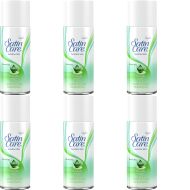 Gillette Satin Care Sensitive Skin Women's Shaving Gel 75ml can on a bathroom shelf
