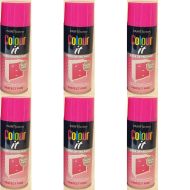 Paint Factory Colour It Quick Drying Spray Perfect Pink Gloss Finish 400ml - Pack of 6