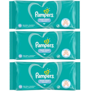 Pampers Fresh Clean Baby Wipes pack of 52 on a clean changing table surface
