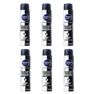 Nivea Men Anti-Perspirant Deodorant Black & White Invisible Original 250ml - Pack of 6