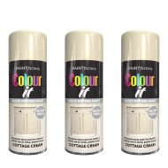 Paint Factory All Purpose cottage Cream Gloss Finish Spray 400ml - Pack of 3