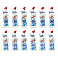 Harpic White & Shine Original Toilet Cleaner Bleach 750ml bottle on a bathroom shelf
