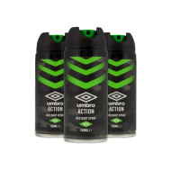 Umbro Action Body Spray Green 150ml - Pack of 3